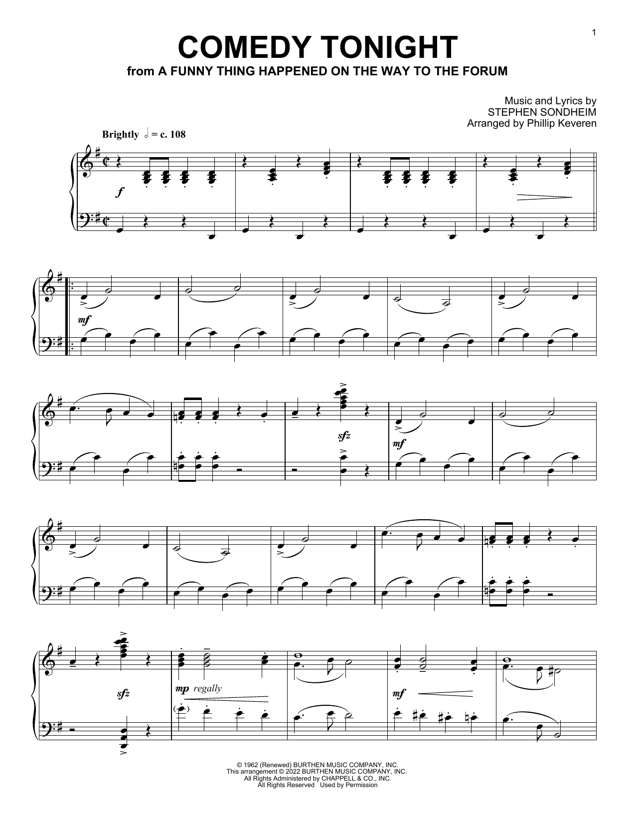 Produktbild zu: Comedy Tonight (from A Funny Thing Happened...) (arr. Phillip Keveren)