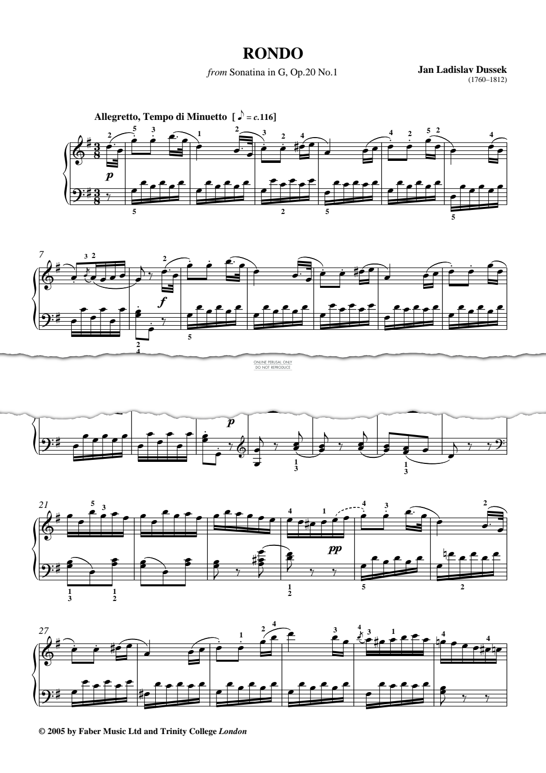 gallery: Rondo (from 'Sonatina in G Op.20 No.1'), Jan Ladislav Dussek, Klavier