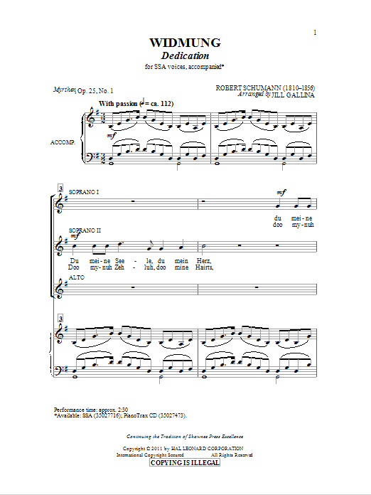 Produktgalerie: Seite 1 von 1 Widmung, Jill Gallina, Chor