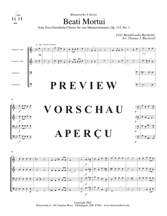 Produktgalerie: Seite 2 von 8 Beati Mortui, , (2xTrompete in B, Horn in F, Posaune)