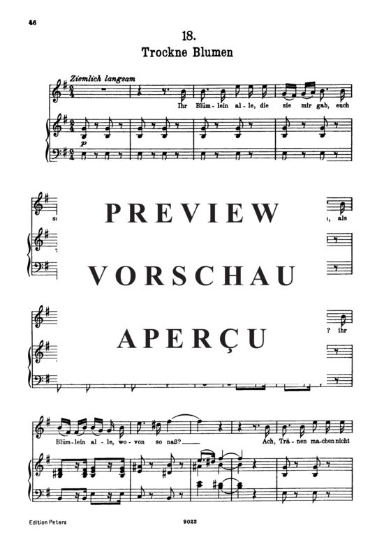 gallery: Trockne Blumen D.795-18 (Die Schöne Müllerin) , ,  (Gesang hoch + Klavier)
