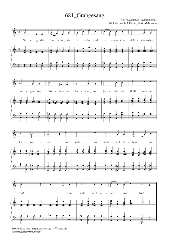 Product picture to: Grabgesang Aus "Deutsches Liederlexikon" A. Härtel (1865)