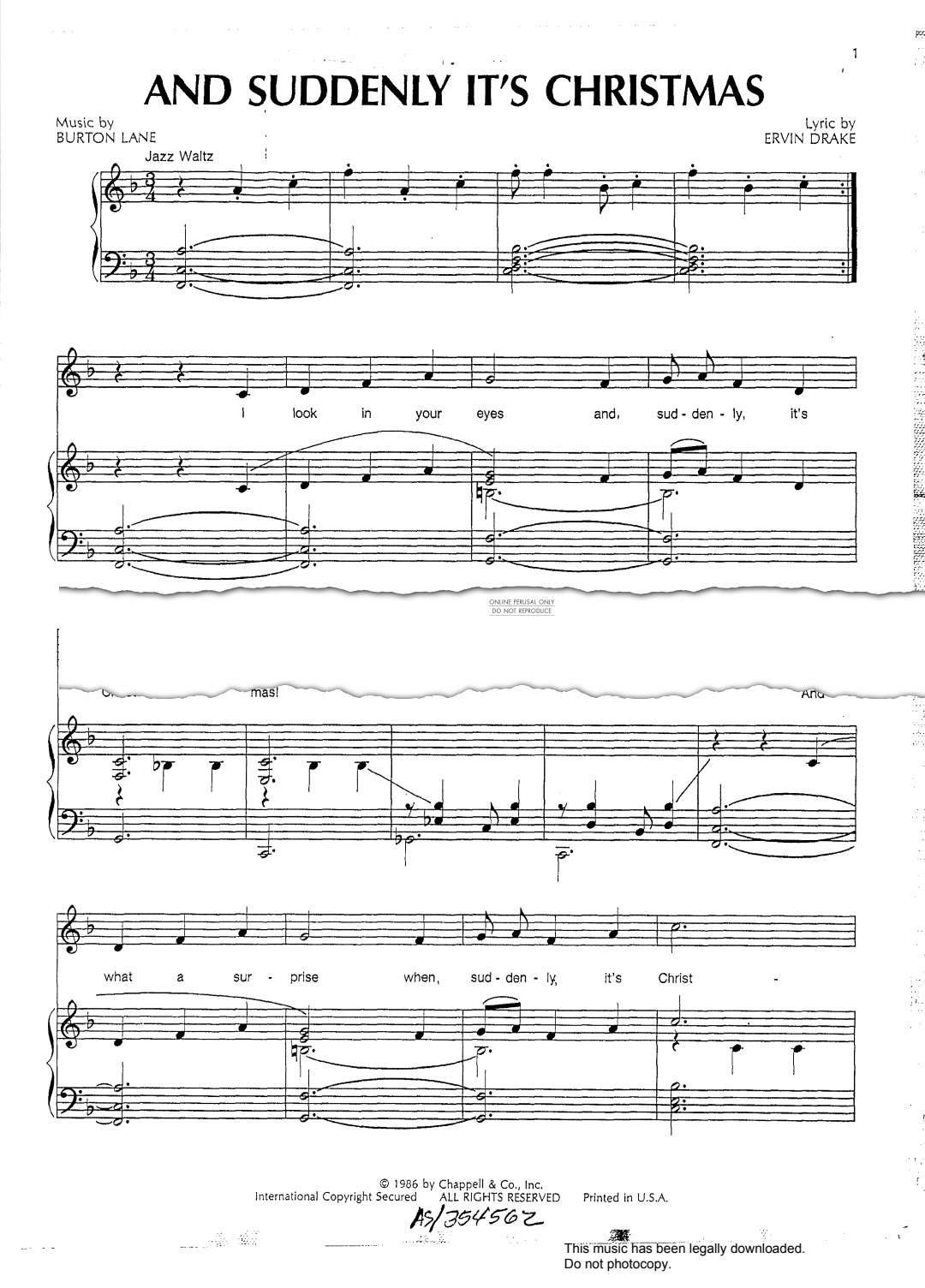 Produktgalerie: Seite 1 von 1 And Suddenly It's Christmas, Burton Lane, Gesang, Klavier