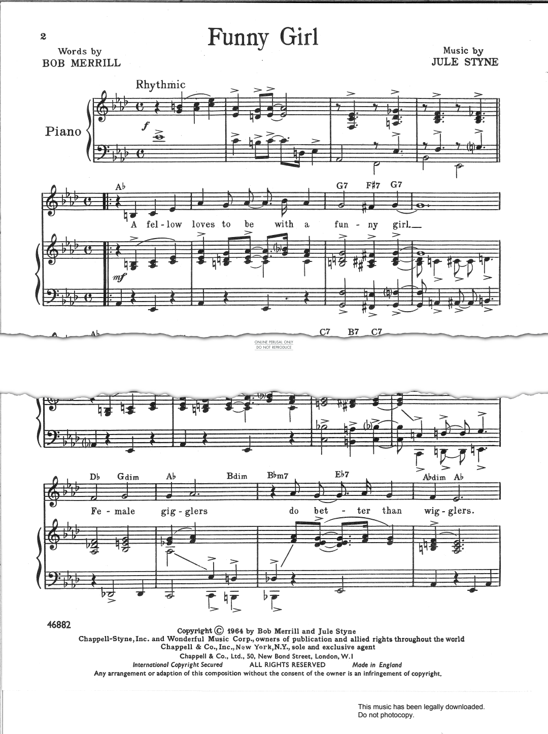 Product gallery: Page 1 of 1 Funny Girl (from 'Funny Girl'), Barbra Streisand