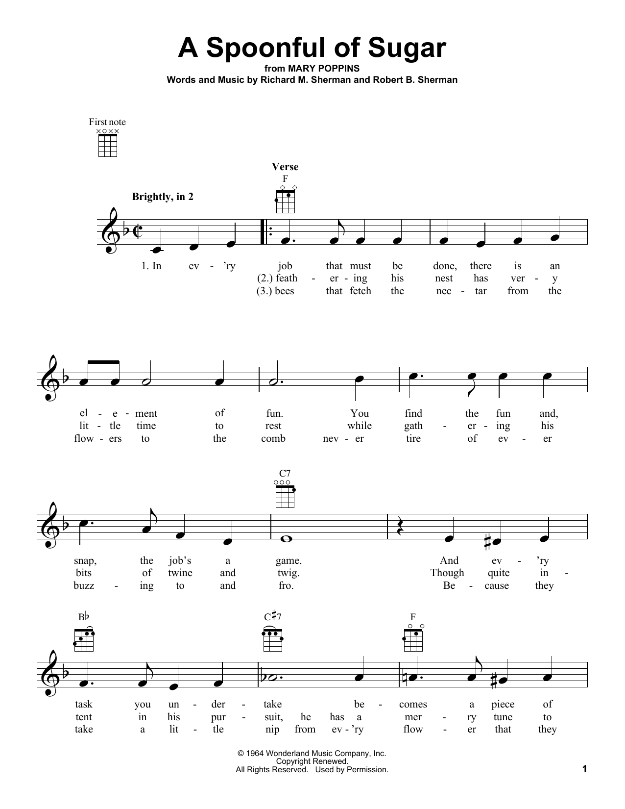Product gallery: Page 1 of 1 A Spoonful Of Sugar (from Mary Poppins), Sherman Brothers