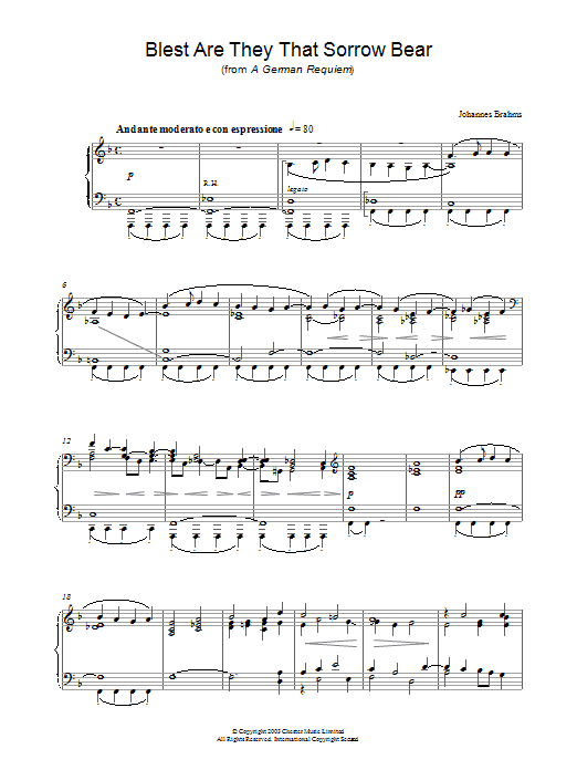 Product gallery: Page 1 of 1 Blest Are They That Sorrow Bear (from A German Requiem), Johannes Brahms