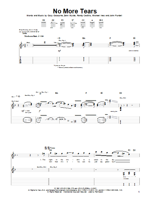 Produktgalerie: Seite 1 von 1 No More Tears, Ozzy Osbourne, Gitarre