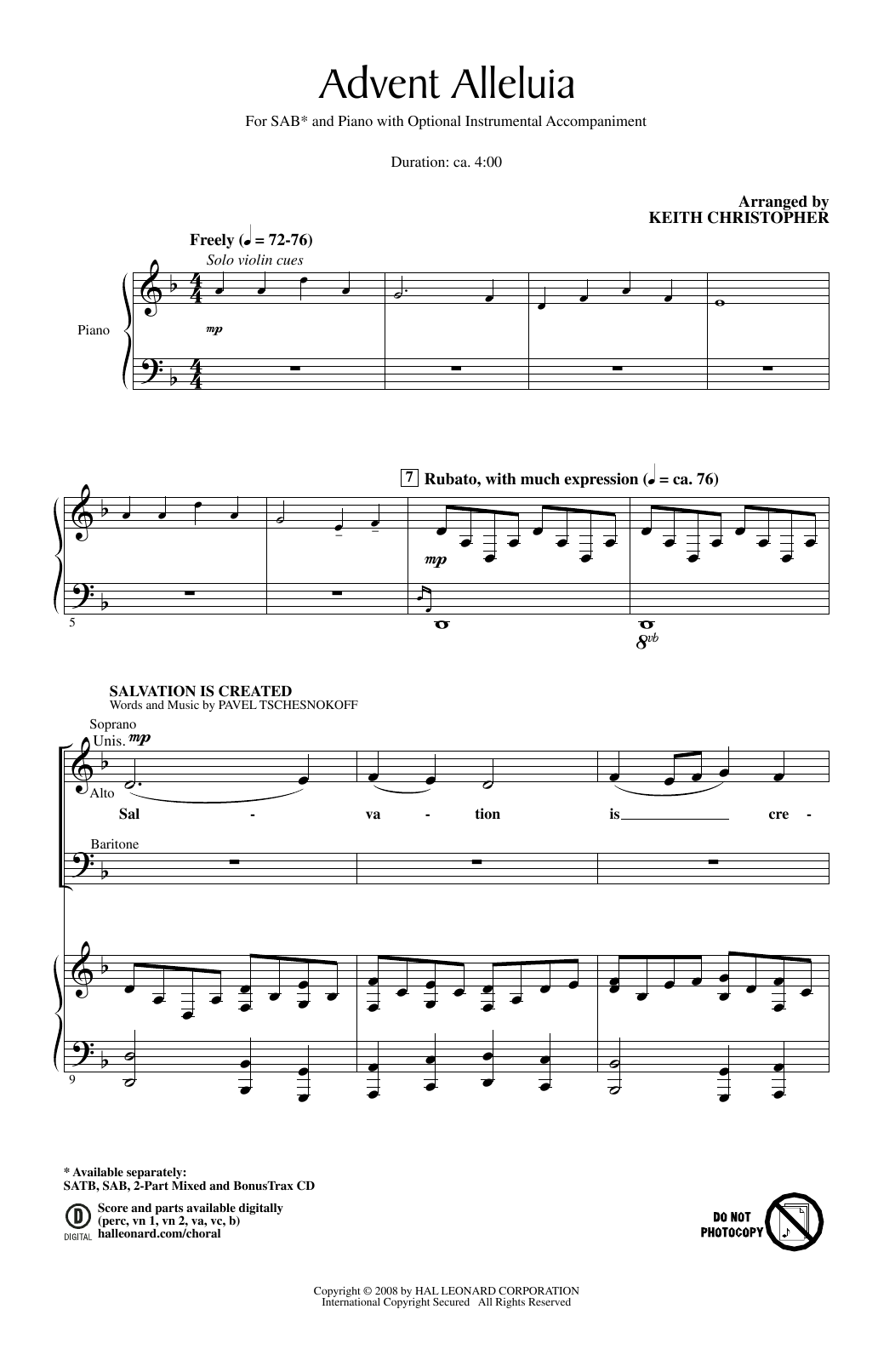 Product gallery: Page 1 of 1 Advent Alleluia, Keith Christopher