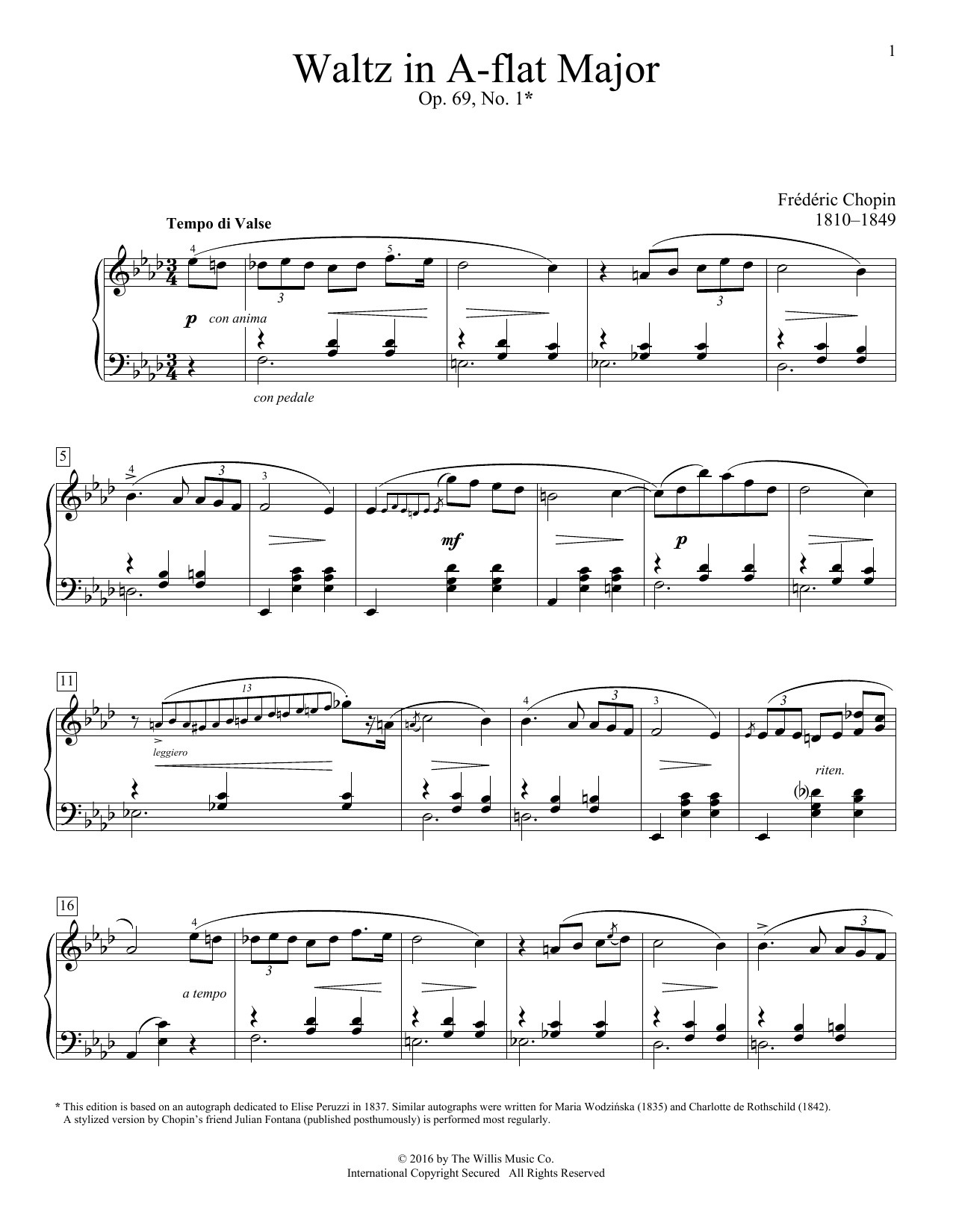 Product picture to: Waltz In A-Flat Major, Op. 69, No. 1