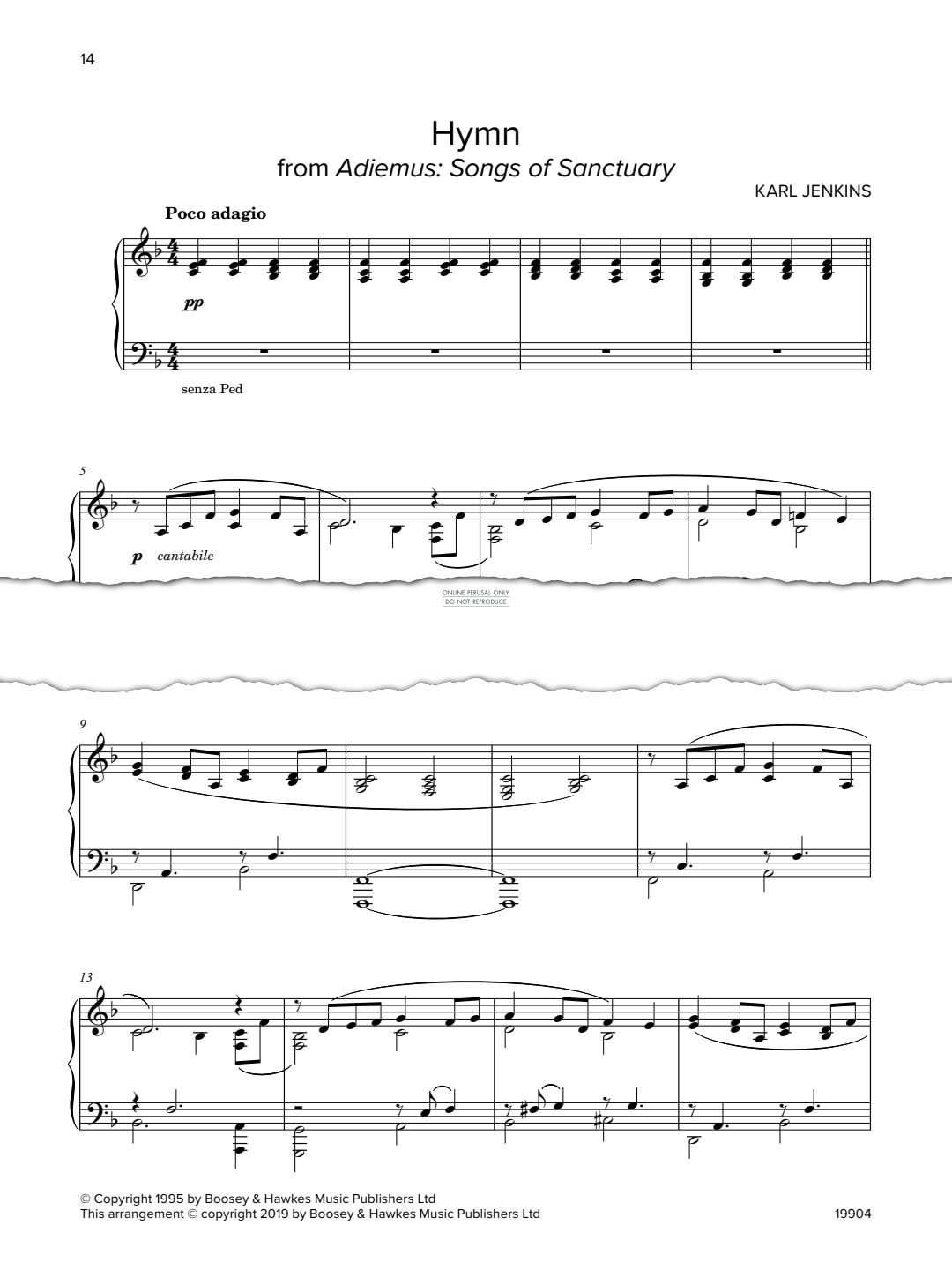 Produktgalerie: Seite 1 von 1 Hymn from 'Songs of Sanctuary', Karl Jenkins, Klavier