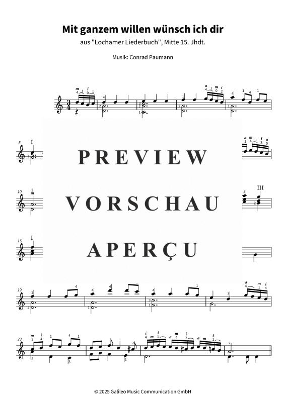 gallery: Mit ganzem willen wünsch ich dir - aus Lochamer Liederbuch, Mitte 15. Jhdt., , Gitarre