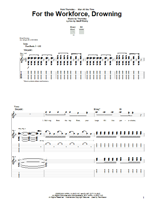 Produktgalerie: Seite 1 von 1 For The Workforce, Drowning, Thursday, Gitarre