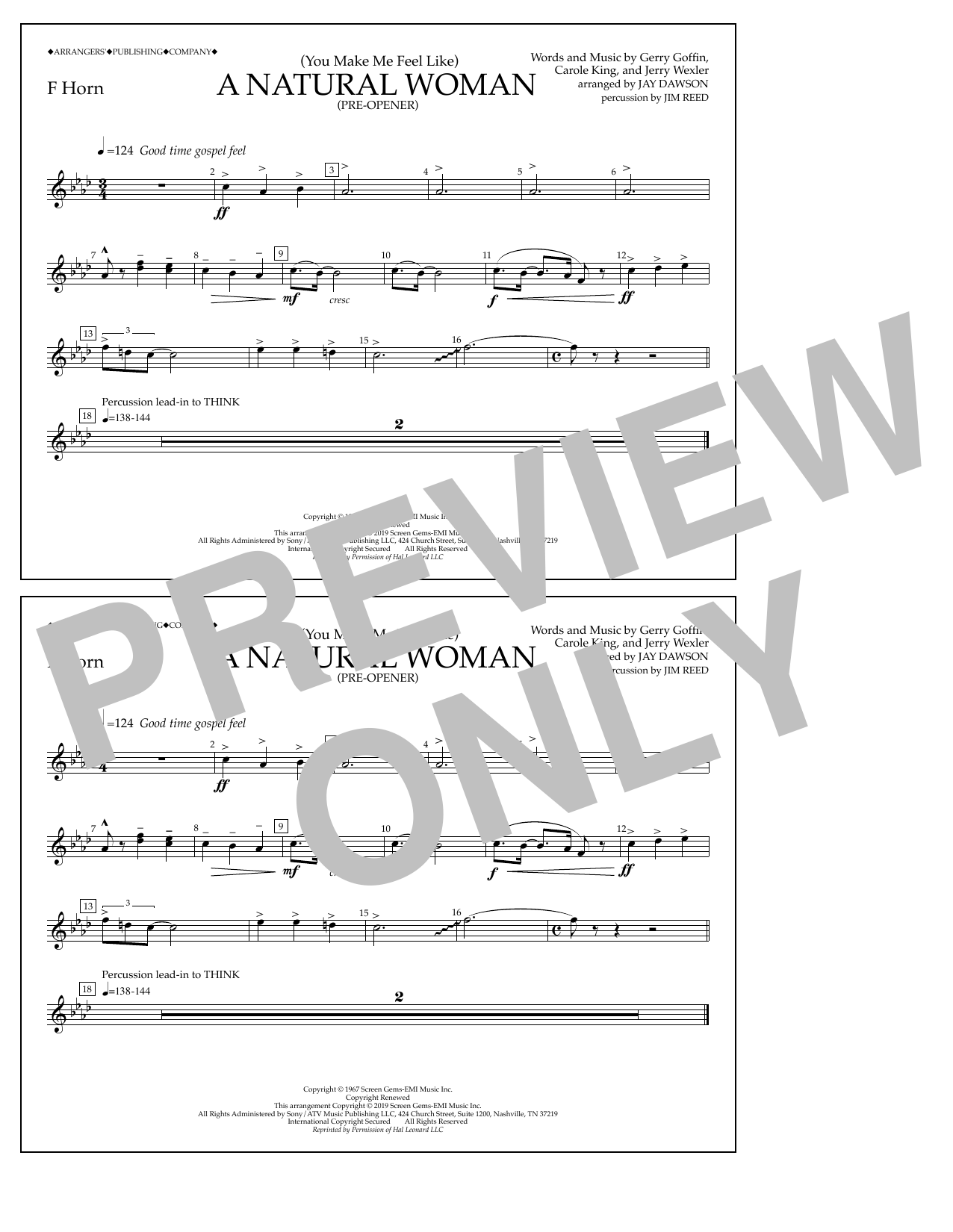 Product picture to: (You Make Me Feel Like) A Natural Woman (Pre-Opener) (arr. Jay Dawson) - F Horn