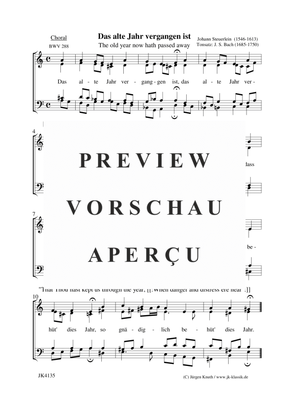 gallery: Das alte Jahr vergangen ist (The old year has passed away BWV 288), , Gemischter Chor