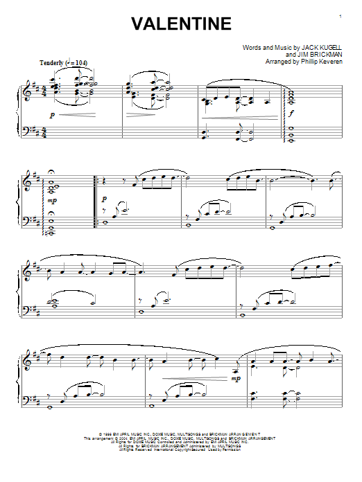Product gallery: Page 1 of 1 Valentine (arr. Phillip Keveren), Jim Brickman with Martina McBride