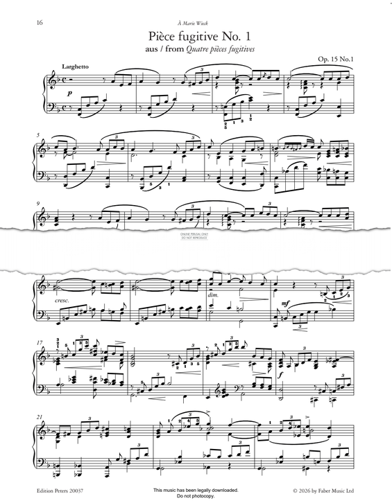 Produktgalerie: Seite 1 von 1 Pièce fugitive (Larghetto), Op. 15 No. 1, Clara Schumann, Klavier