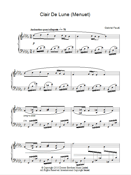 Product gallery: Page 1 of 1 Minuet From Clair De Lune, Gabriel Faure