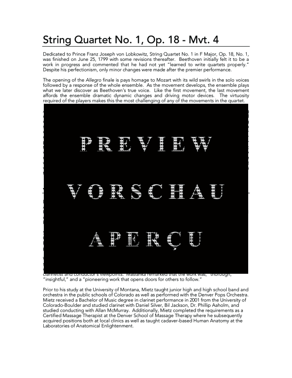 Product gallery: Page 4 of 11 String Quartet No. 1, Mvt. 4, , (Clarinet Quartet)