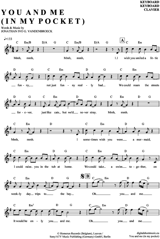 Product gallery: Page 1 of 4 You and me in my pocket , Milow, (Keyboard)