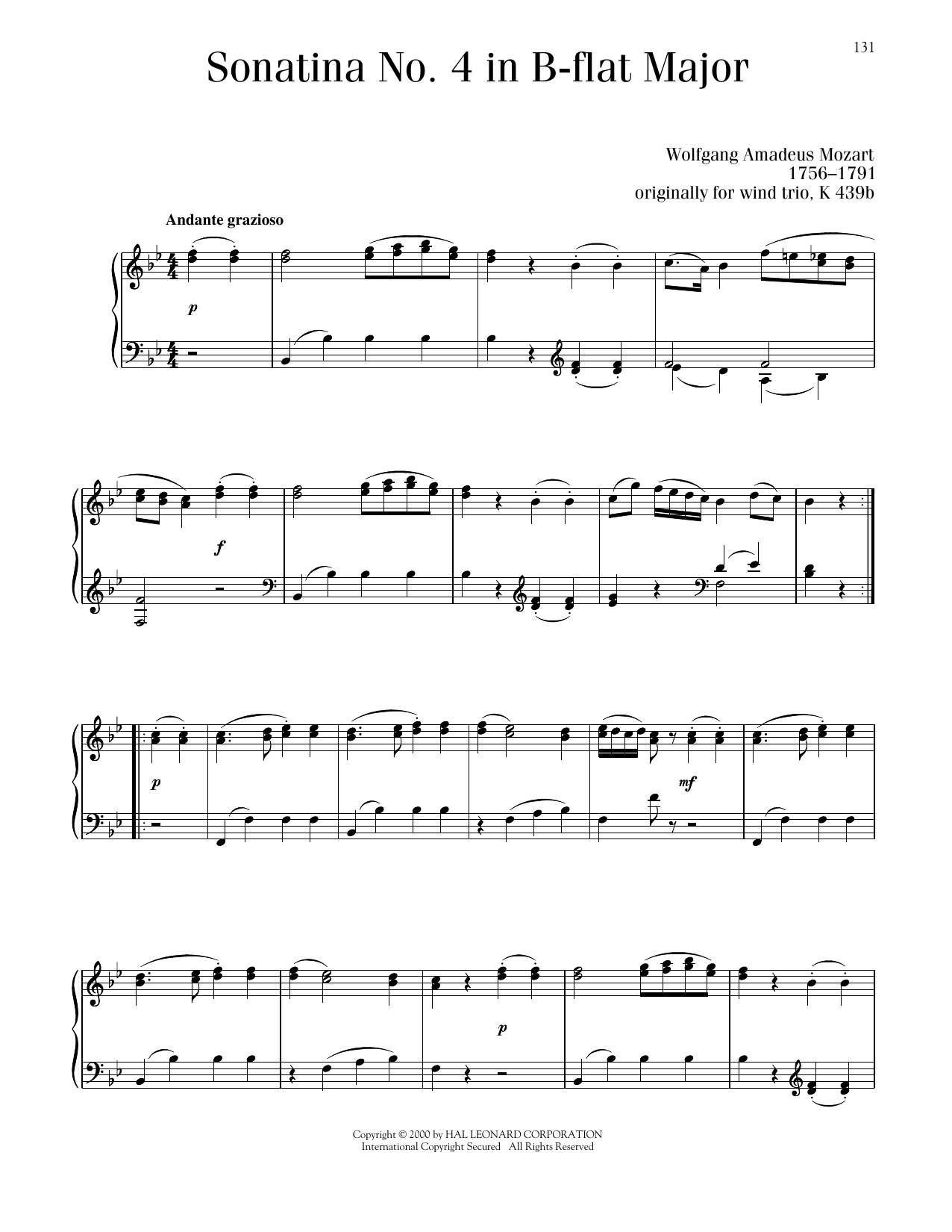 Produktbild zu: Sonatina No. 4 In B-Flat Major