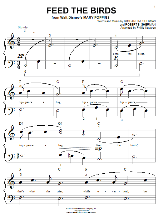 Produktbild zu: Feed The Birds (Tuppence A Bag) (from Mary Poppins) (arr. Phillip Keveren)