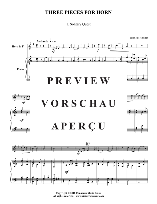Produktgalerie: Seite 2 von 12 Three Pieces for Horn , , (Horn in F + Klavier)