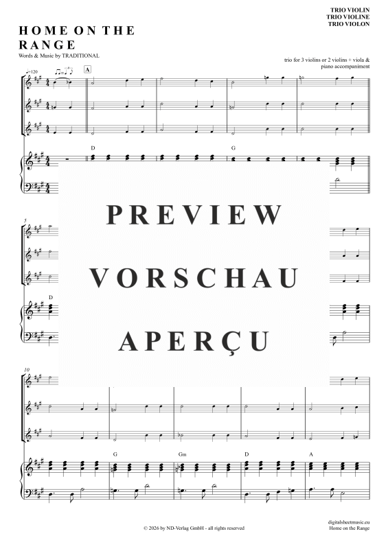 gallery: Home On The Range, American Folk Song, (Violinen Trio + Klavier)