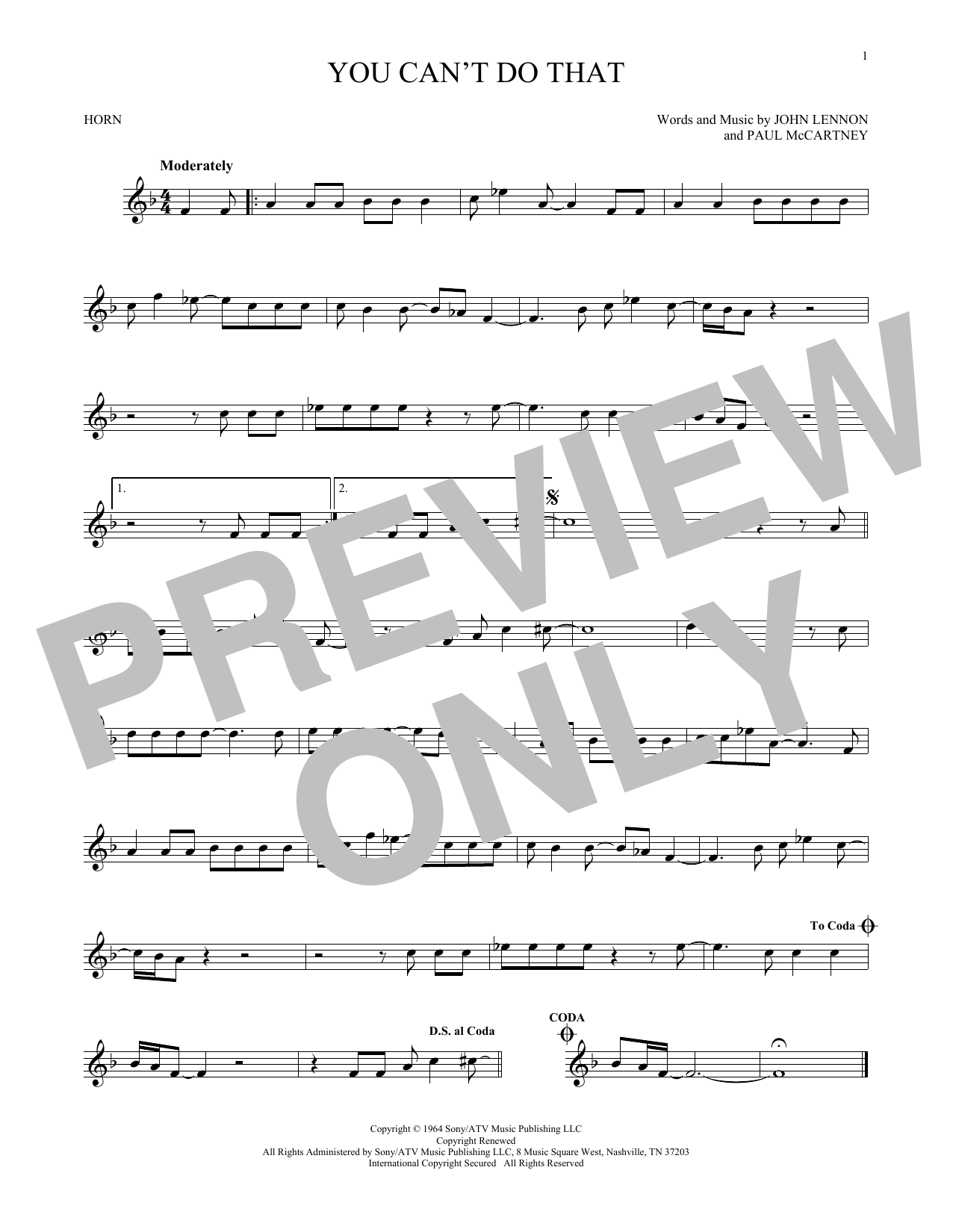 Produktgalerie: Seite 1 von 1 You Can't Do That, The Beatles, Horn