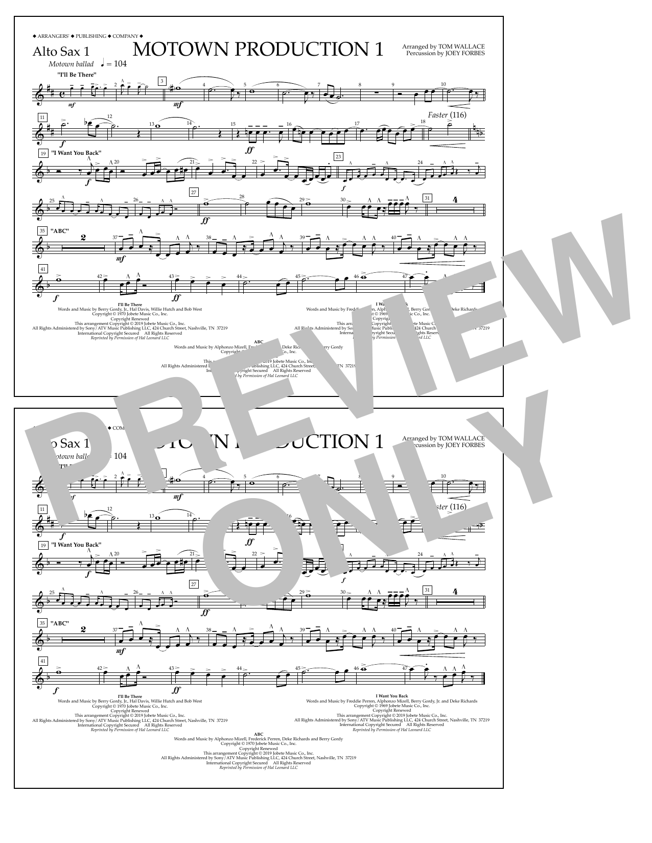 Product picture to: Motown Production 1(arr. Tom Wallace) - Alto Sax 1