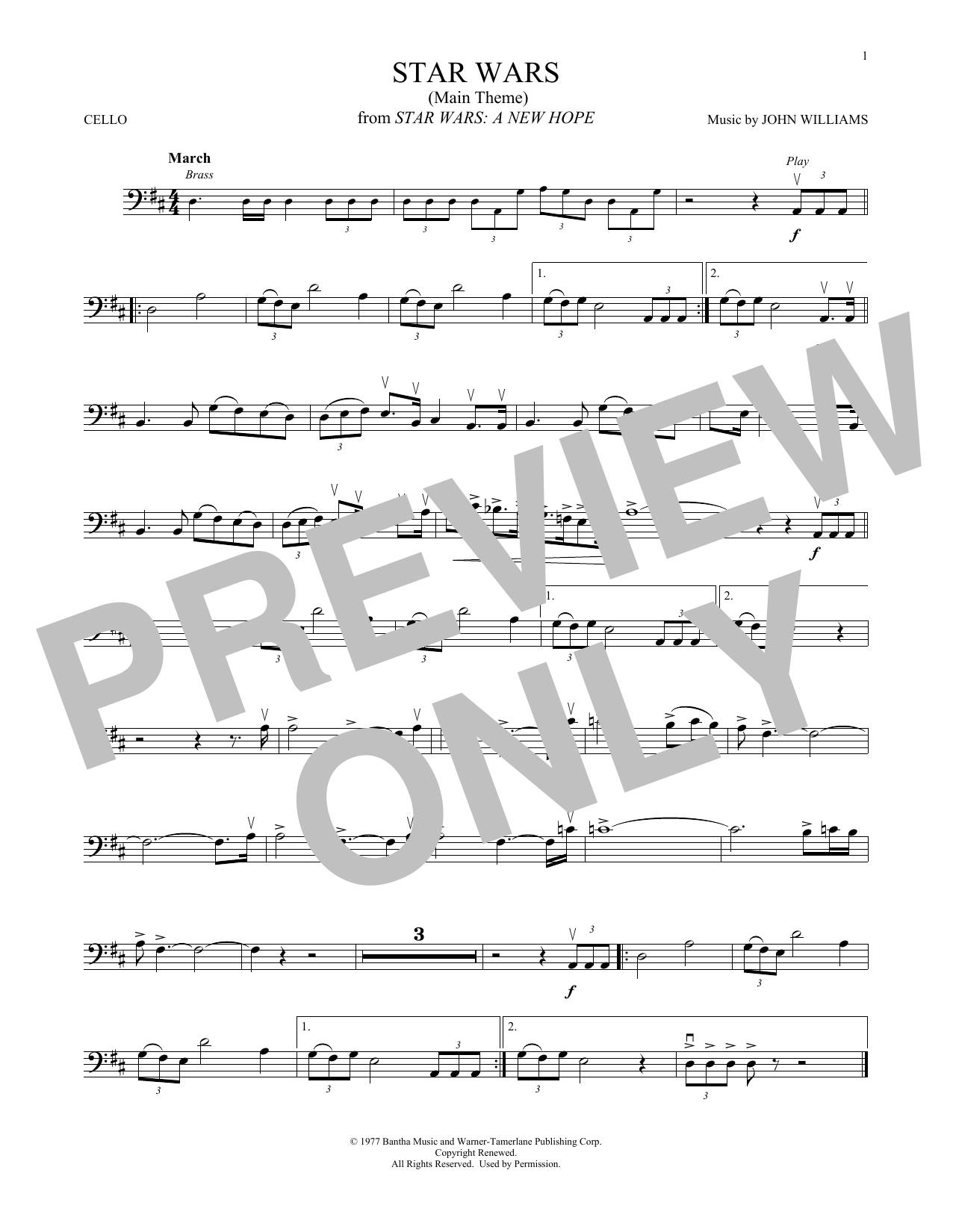 Produktgalerie: Seite 1 von 1 Star Wars (Main Theme), John Williams, Violoncello