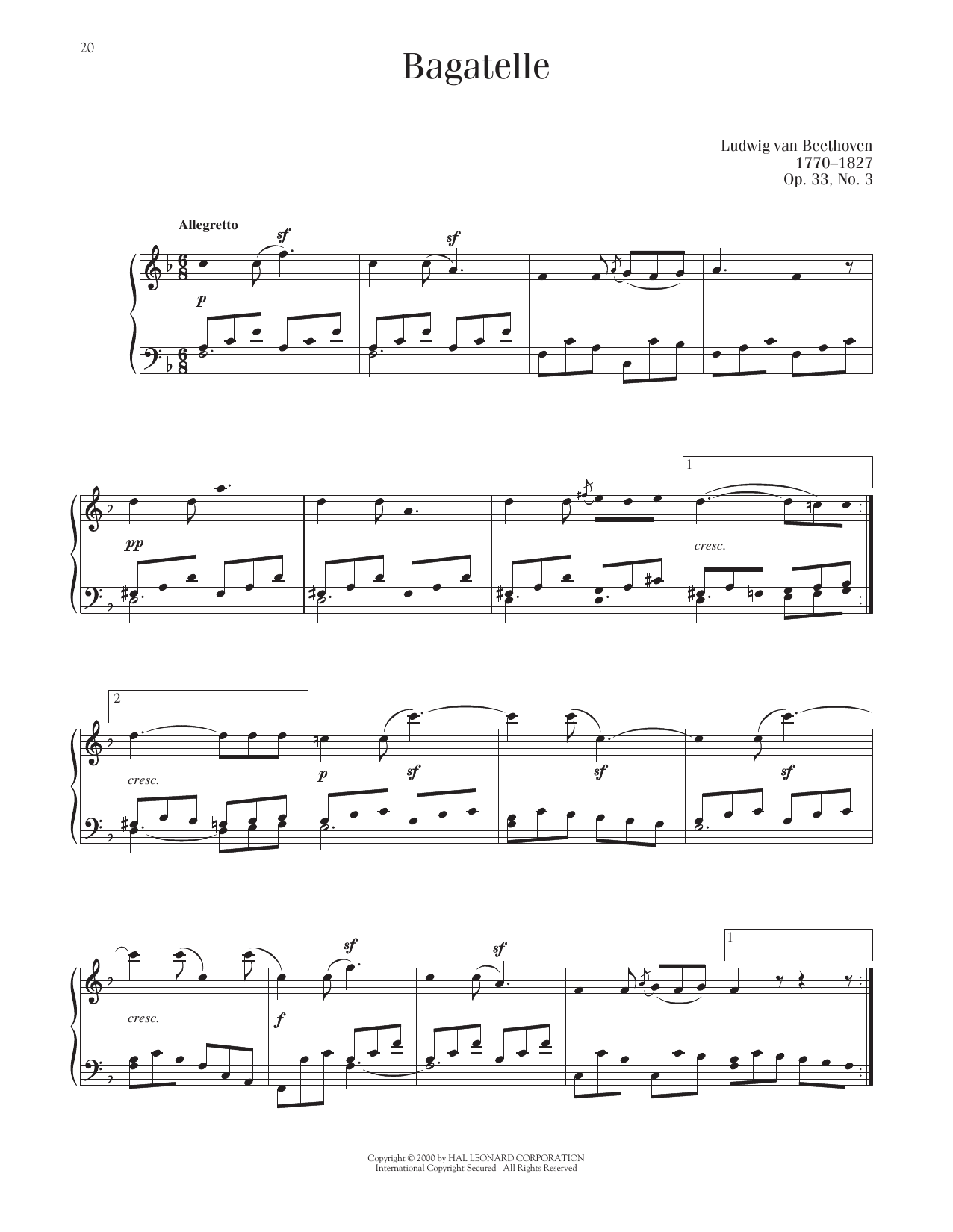 Product picture to: Bagatelle In F Major, Op. 33, No. 3