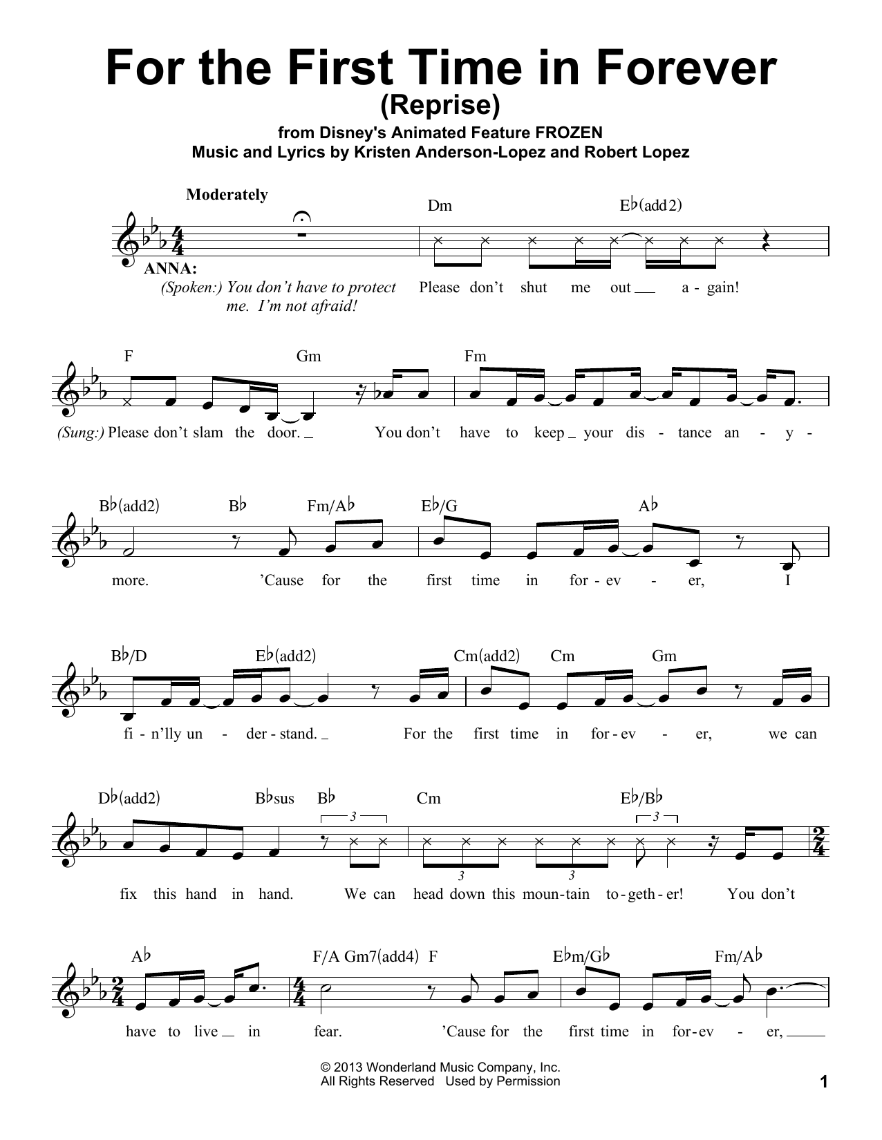 Produktbild zu: For The First Time In Forever (Reprise) (from Frozen)