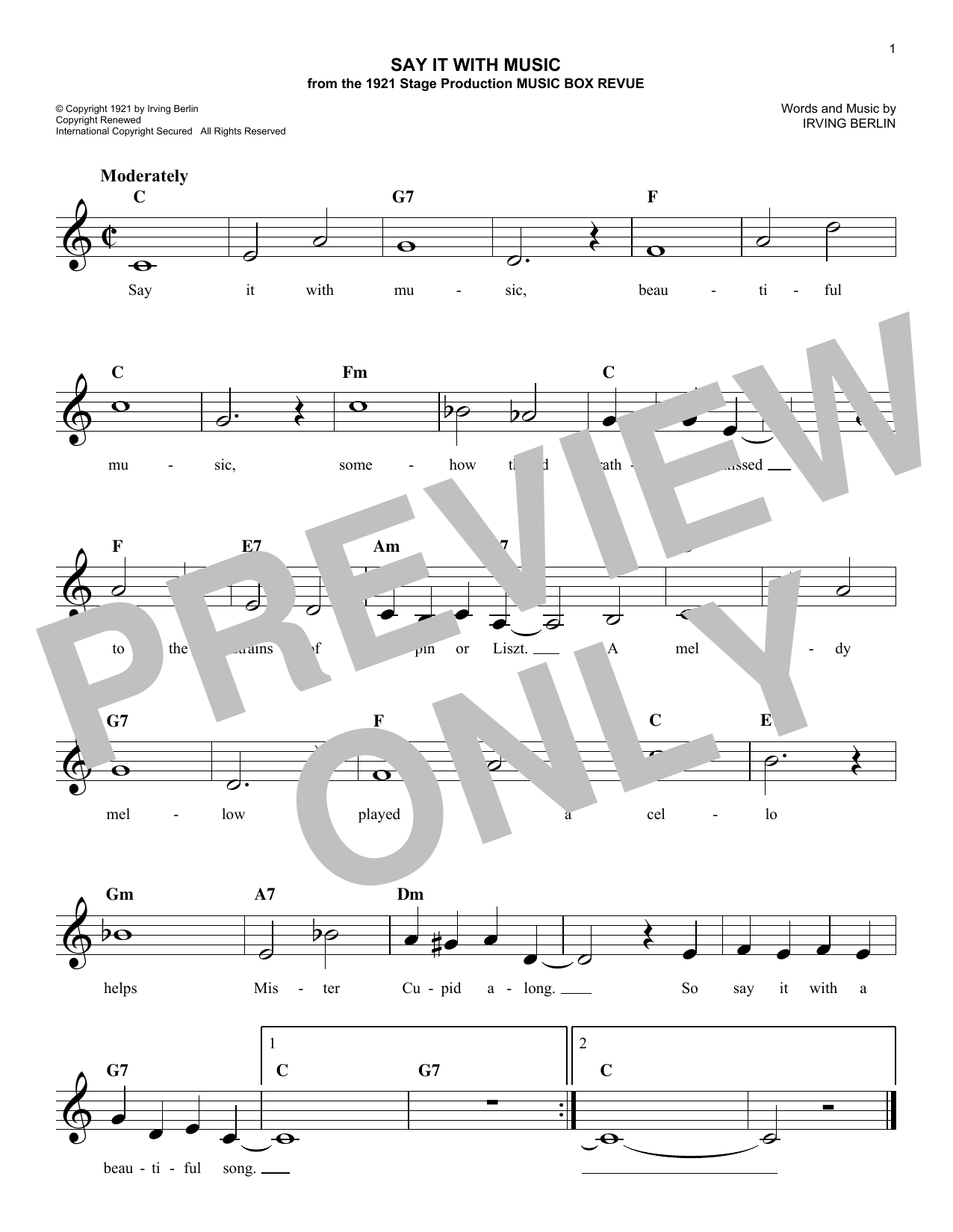 Product gallery: Page 1 of 1 Say It With Music, Irving Berlin