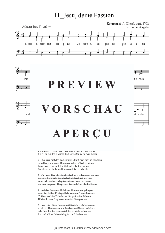 Produktbild zu: Jesu, deine Passion A. Klosel, gest. 1702