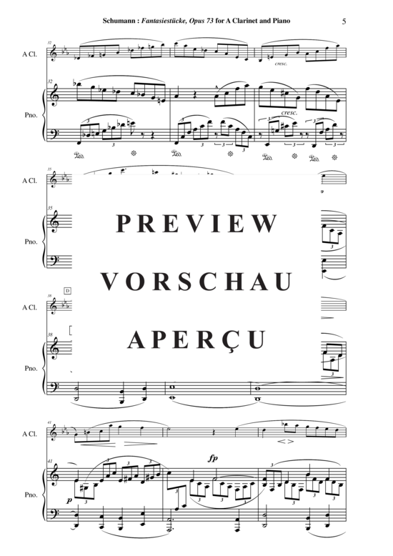 Product gallery: Page 6 of 28 Fantasiestücke, Opus 73 , , (clarinet in A + piano)