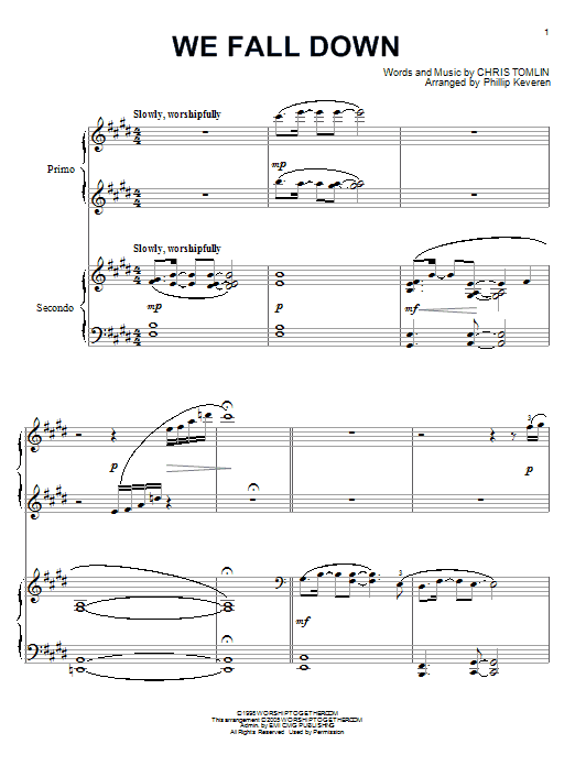 Product picture to: We Fall Down (arr. Phillip Keveren)