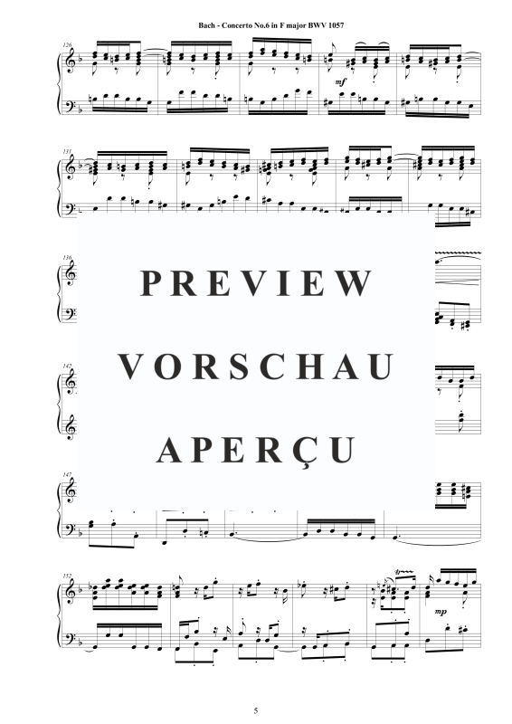 Produktgalerie: Seite 6 von 11 Konzert Nr. 6 in F-Dur BWV 1057, , Klavier Solo