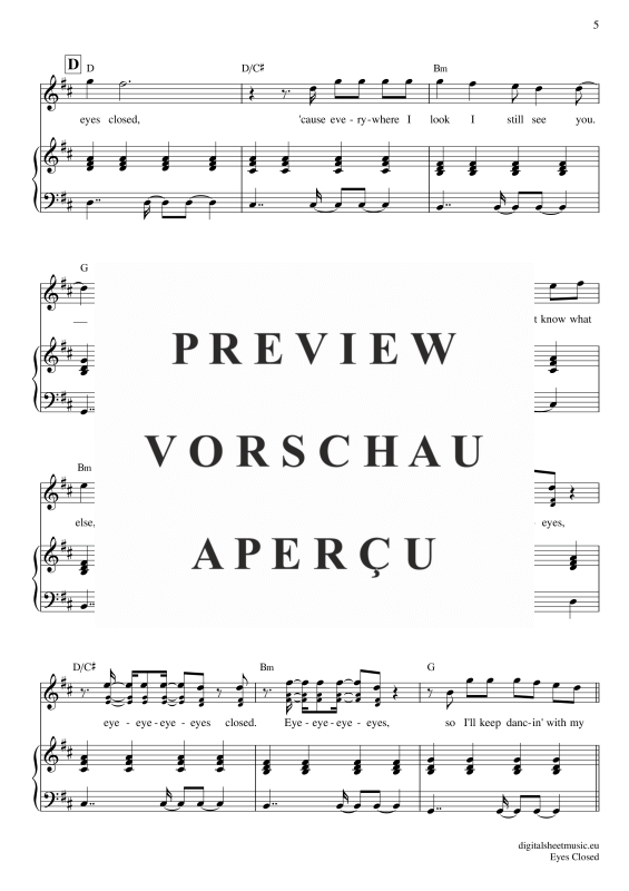 Product gallery: Page 6 of 8 Eyes Closed , Sheeran, Ed, Voice with Piano Accompaniment