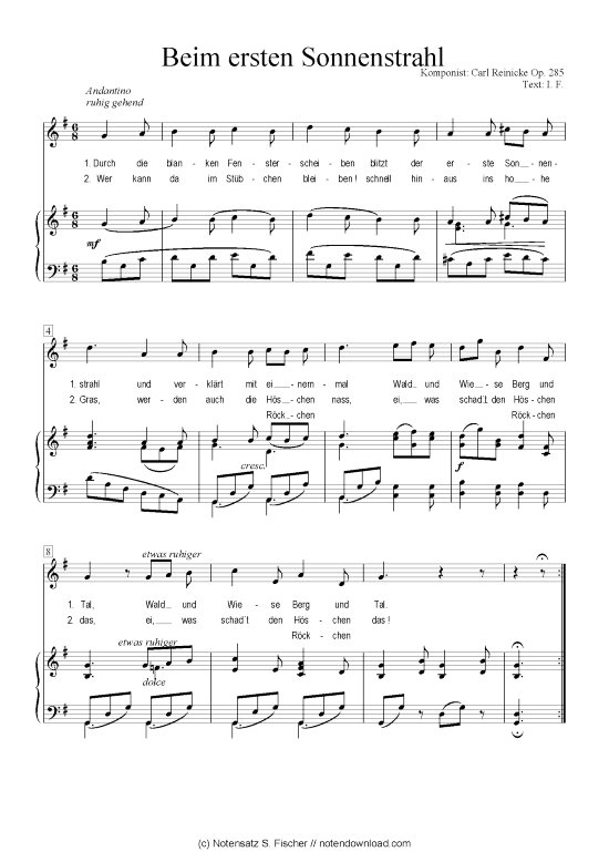 Product picture to: Beim ersten Sonnenstrahl Carl Reinecke Op. 285 / I. F.
