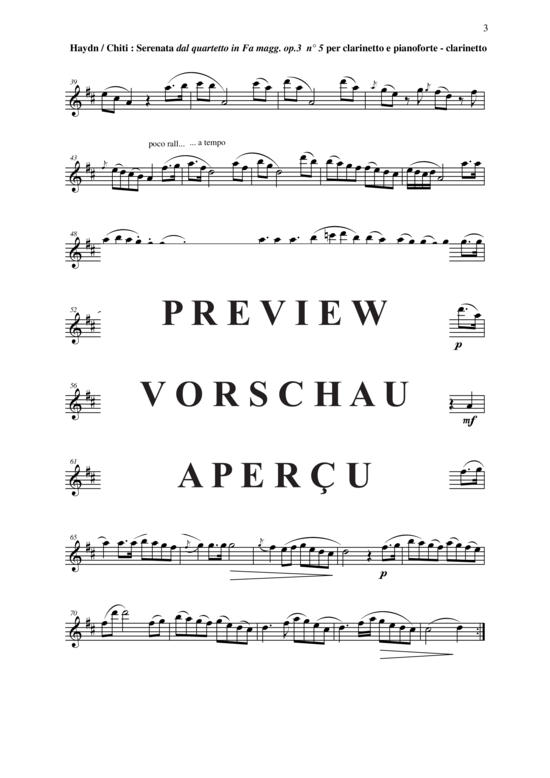 Product gallery: Page 9 of 9 Sérénata from String Quartet Opus 3, no 5 , , (clarinet in Bb + piano)