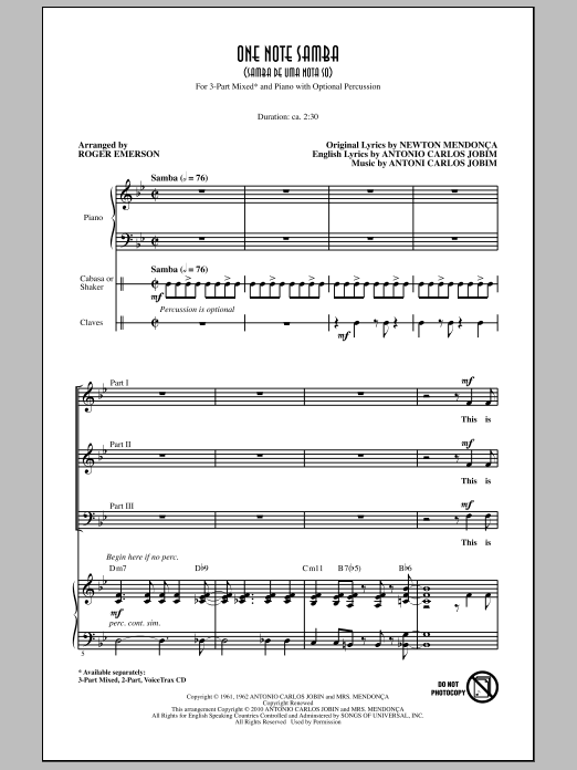 Product picture to: One Note Samba (Samba De Uma Nota So)