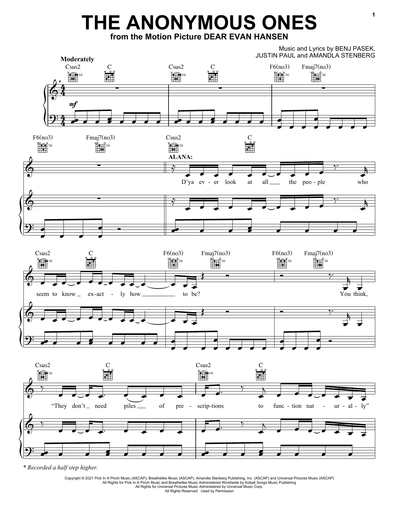 Produktbild zu: The Anonymous Ones (from Dear Evan Hansen)