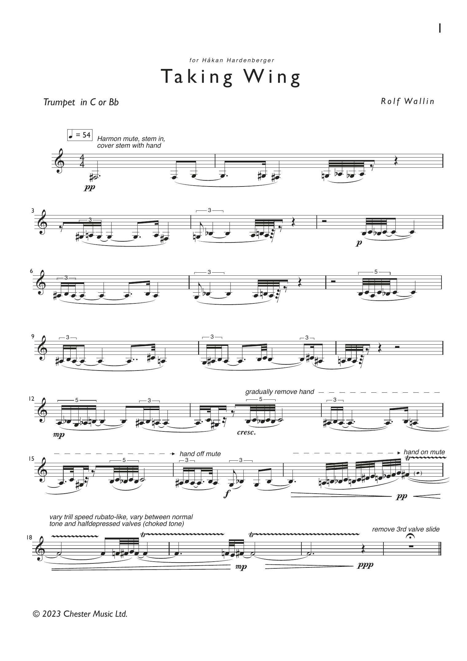 Produktgalerie: Seite 1 von 1 Taking Wing, Rolf Wallin, Trompete