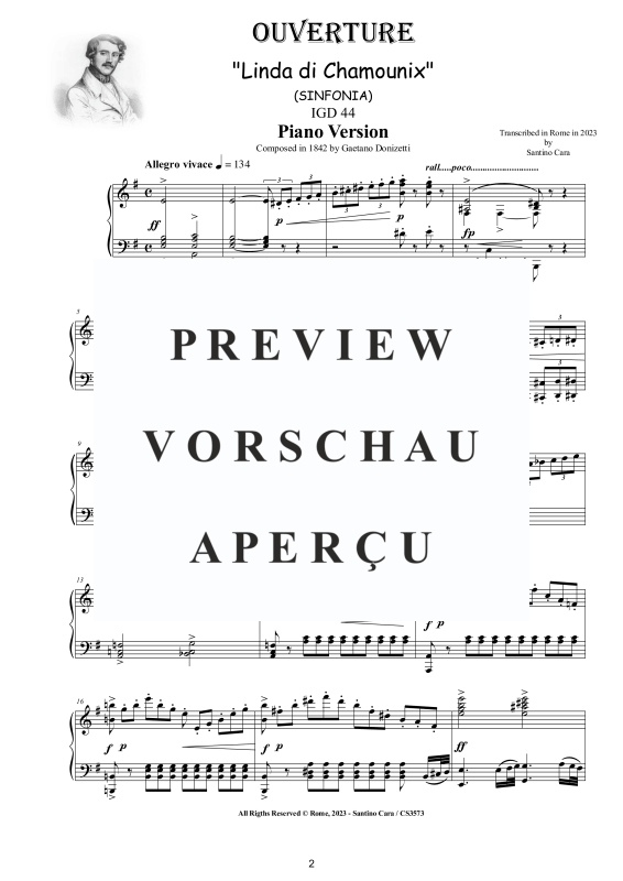 Produktgalerie: Seite 3 von 11 Ouverture (Sinfonia) - Linda di Chamounix Piano Version, , Klavier Solo