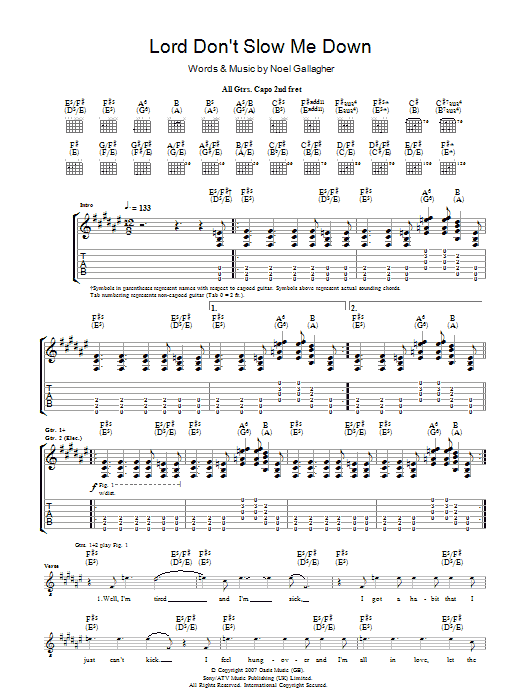 Produktgalerie: Seite 1 von 1 Lord Don't Slow Me Down, Oasis, Gitarre
