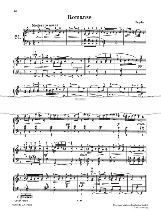 Produktgalerie: Seite 1 von 1 Romanze F-major, Joseph Haydn, Klavier