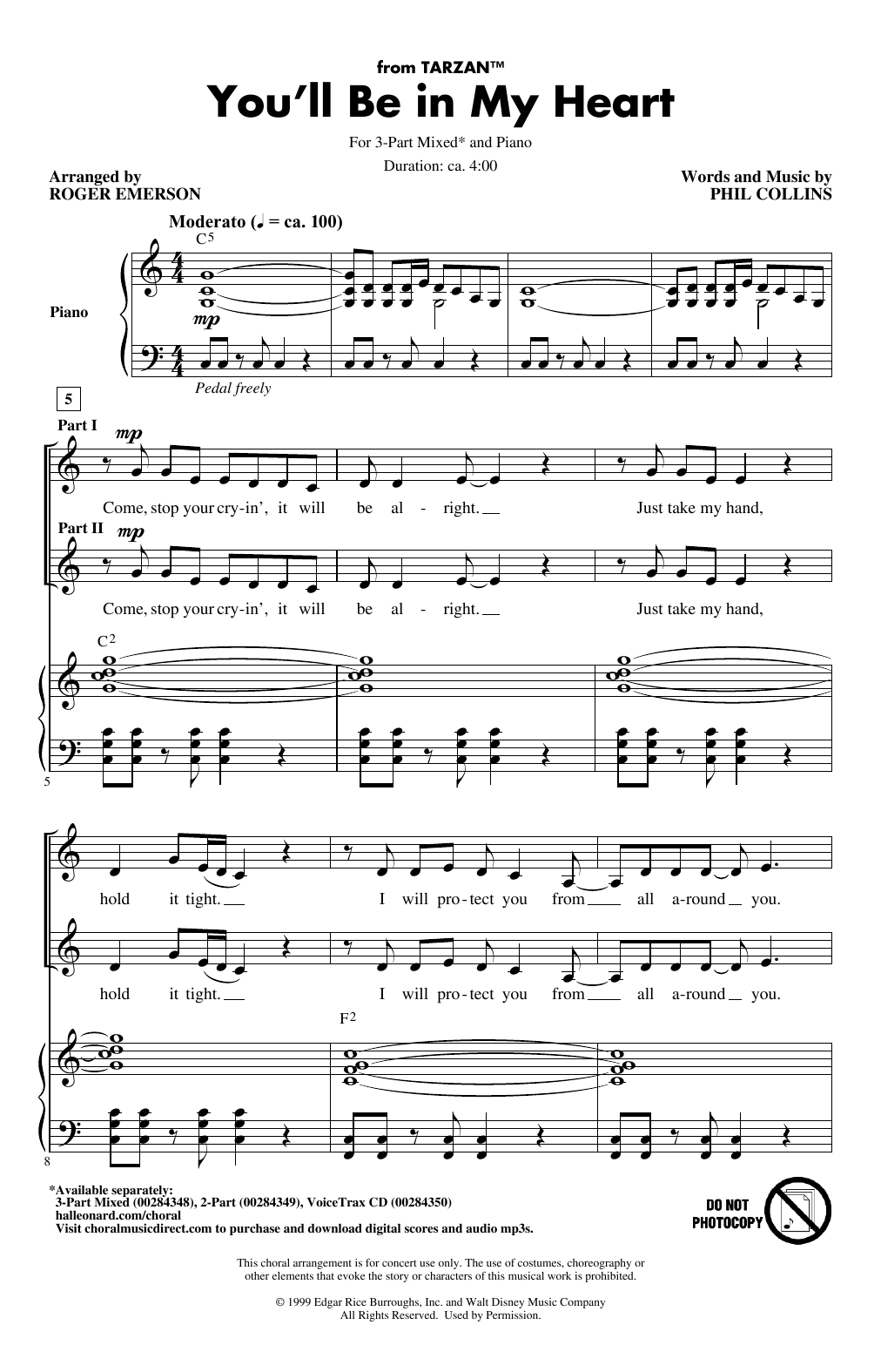 Produktbild zu: You'll Be In My Heart (from Tarzan) (arr. Roger Emerson)