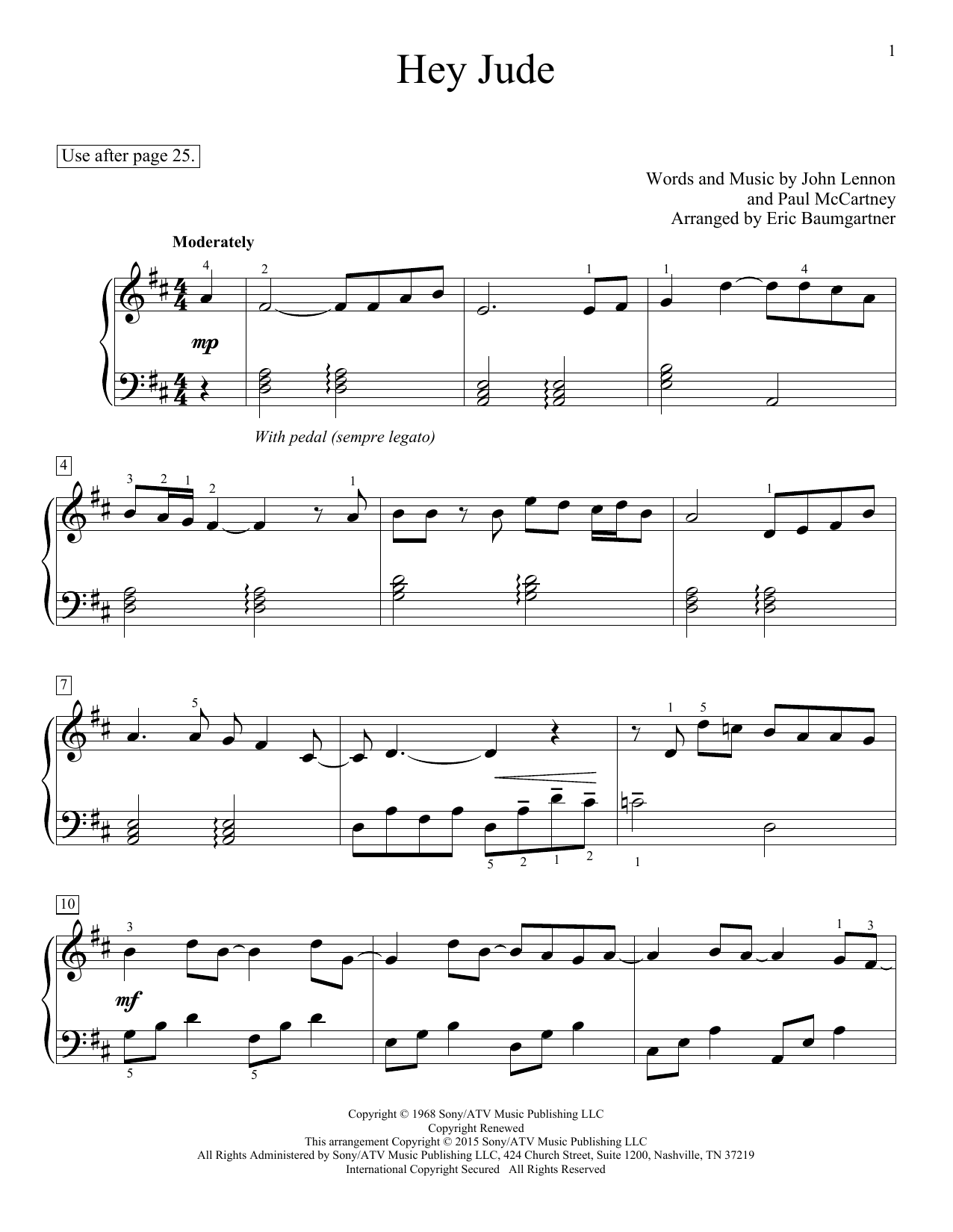 Produktgalerie: Seite 1 von 1 Hey Jude (arr. Eric Baumgartner), The Beatles, Klavier