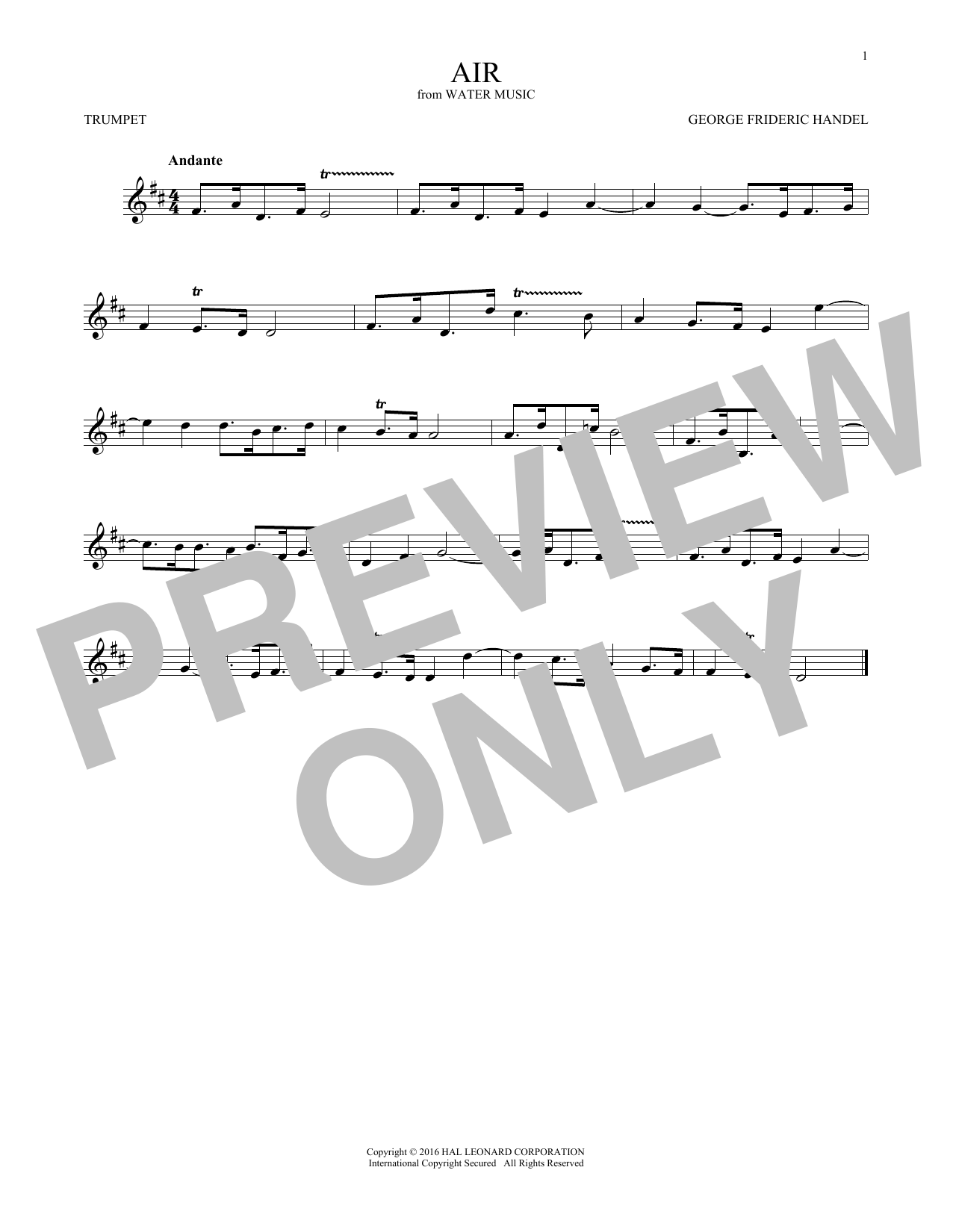 Produktgalerie: Seite 1 von 1 Air, George Frideric Handel, Trompete