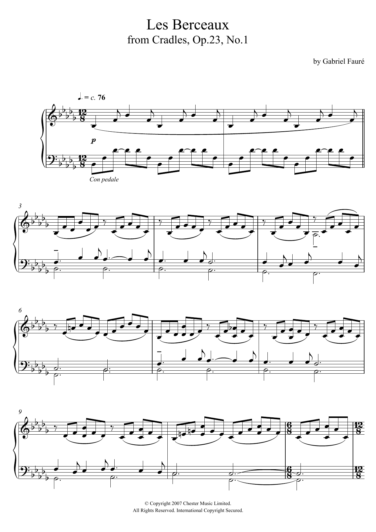 Product gallery: Page 1 of 1 Les Berceaux (from Cradles, Op.23, No.1), Gabriel Fauré